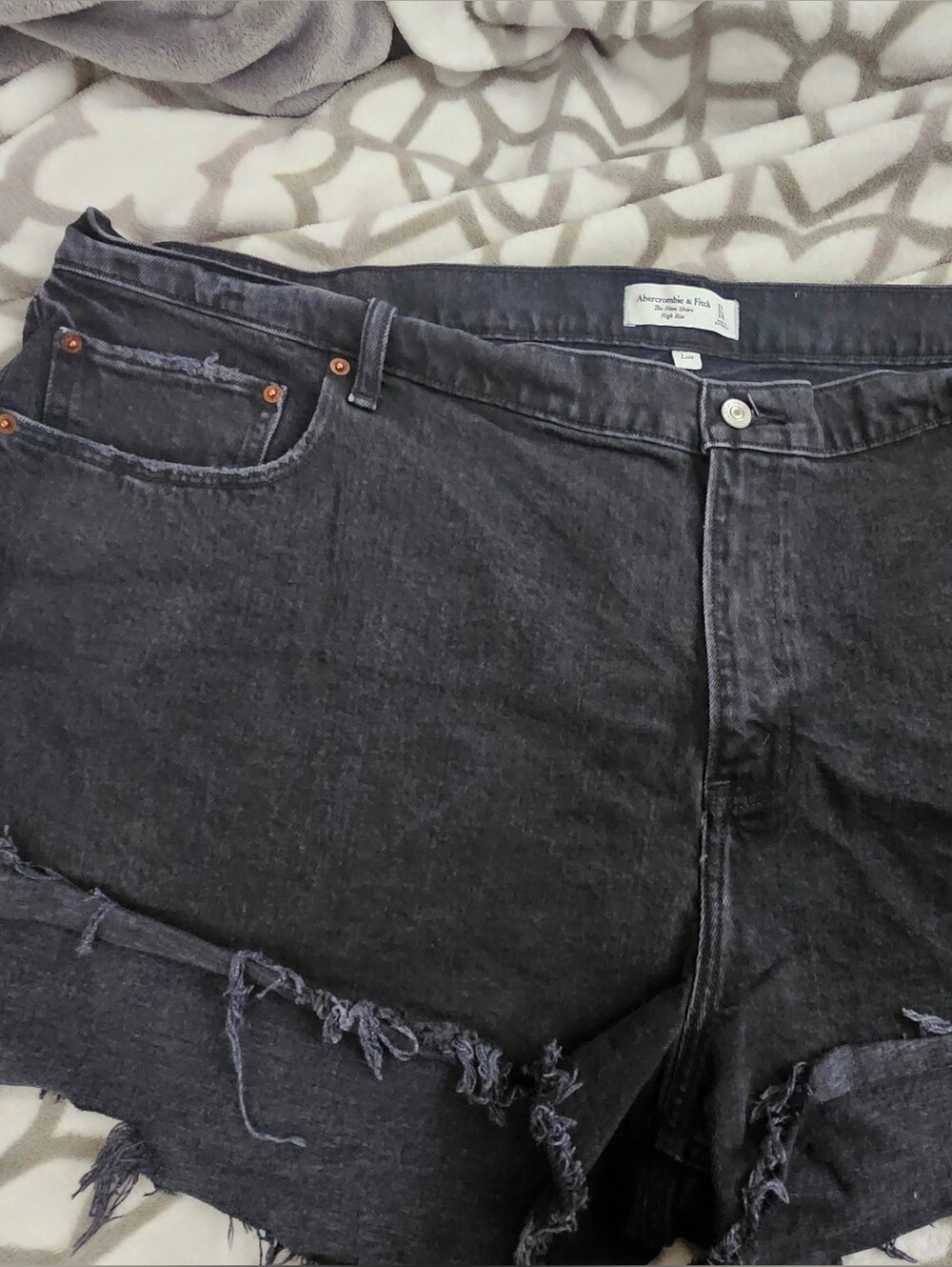 Abercrombie & Fitch  Charcoal Black Distressed Denim Shorts